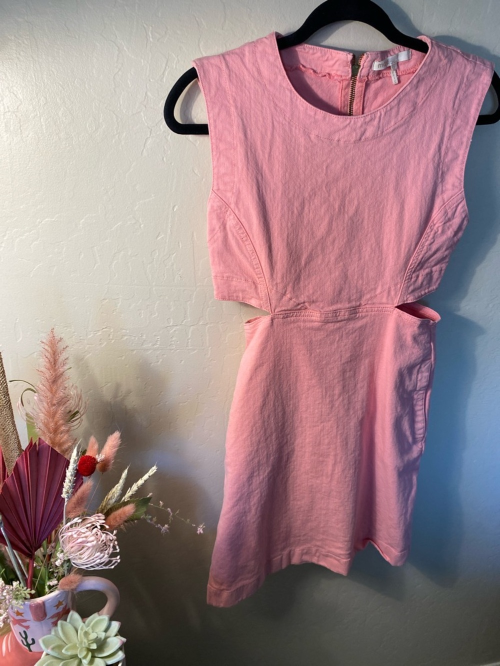 Maje Pink Sleeveless Cutout Mini Dress